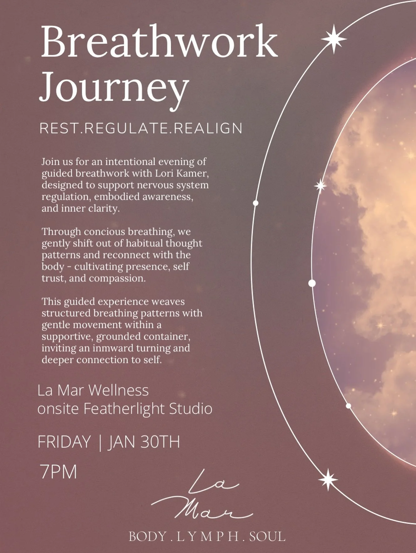 Join us Friday, January 30 at 7pm for breathwork with @bewithlove.ca.

This guided breathwork journey uses conscious breath to support deep nervous system regulation, emotional release, and a renewed sense of connection within.

Reserve your spot via