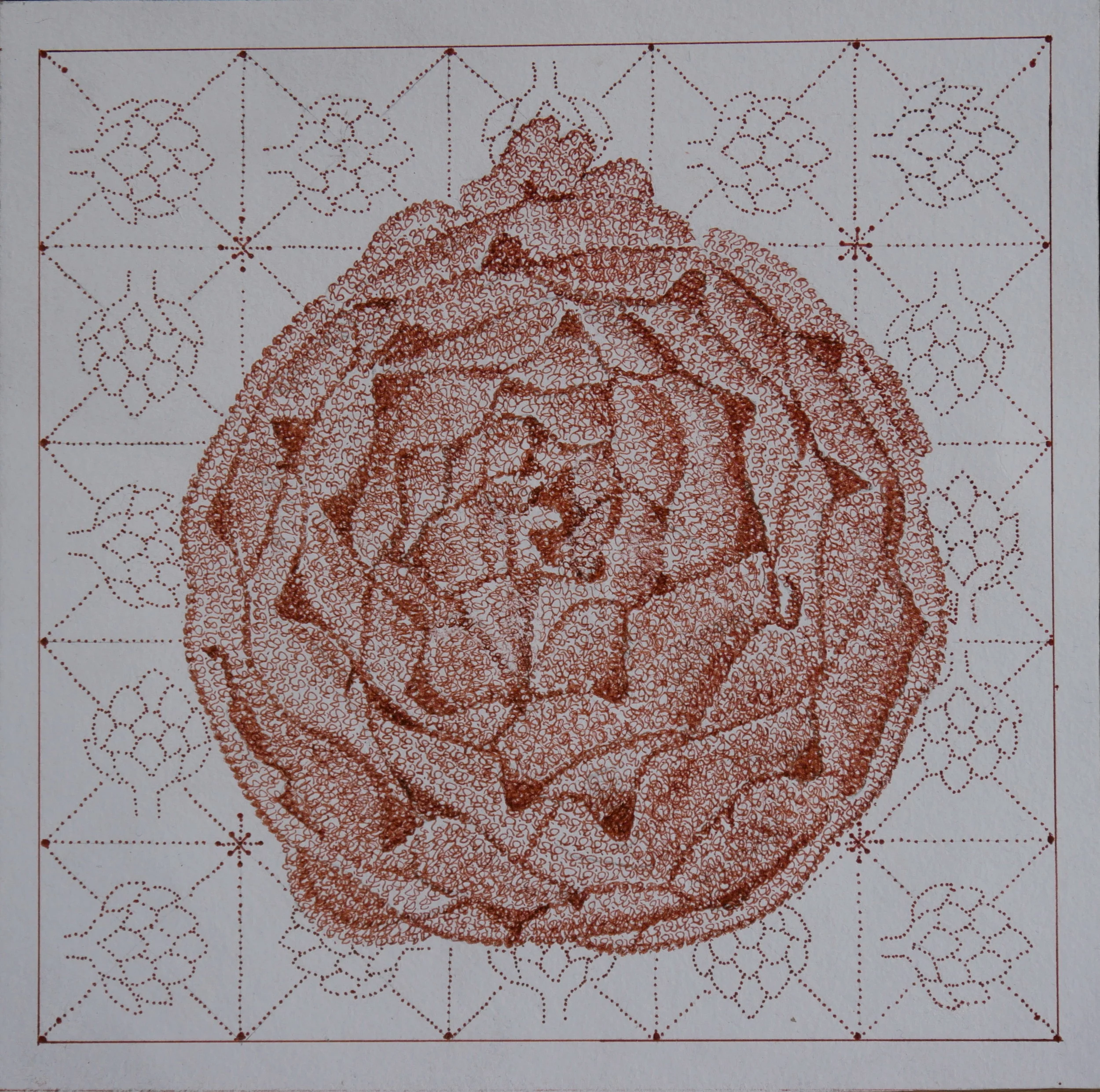  Artichoke from above, ink on paper 20x20cm, 8x8 inches. (priv.coll.) 