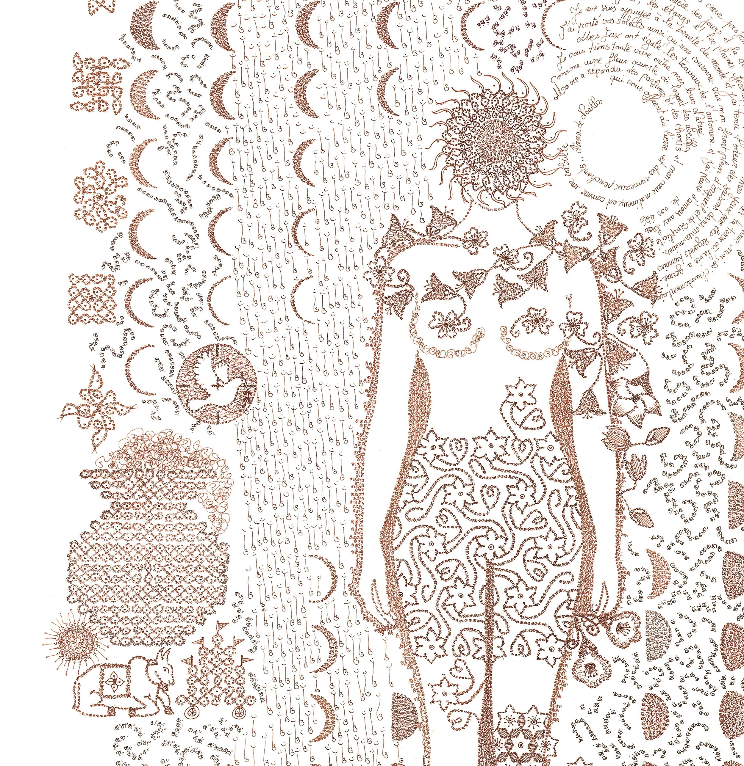  2024, details. Ink on paper 142x66 cm, 56x26 in 