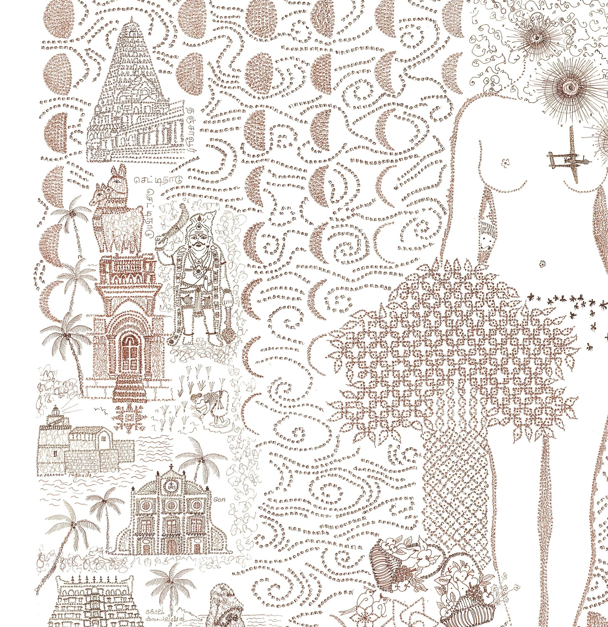  Details, Moon calendar 2025. Ink on paper 142x66cm, 56x26in. 