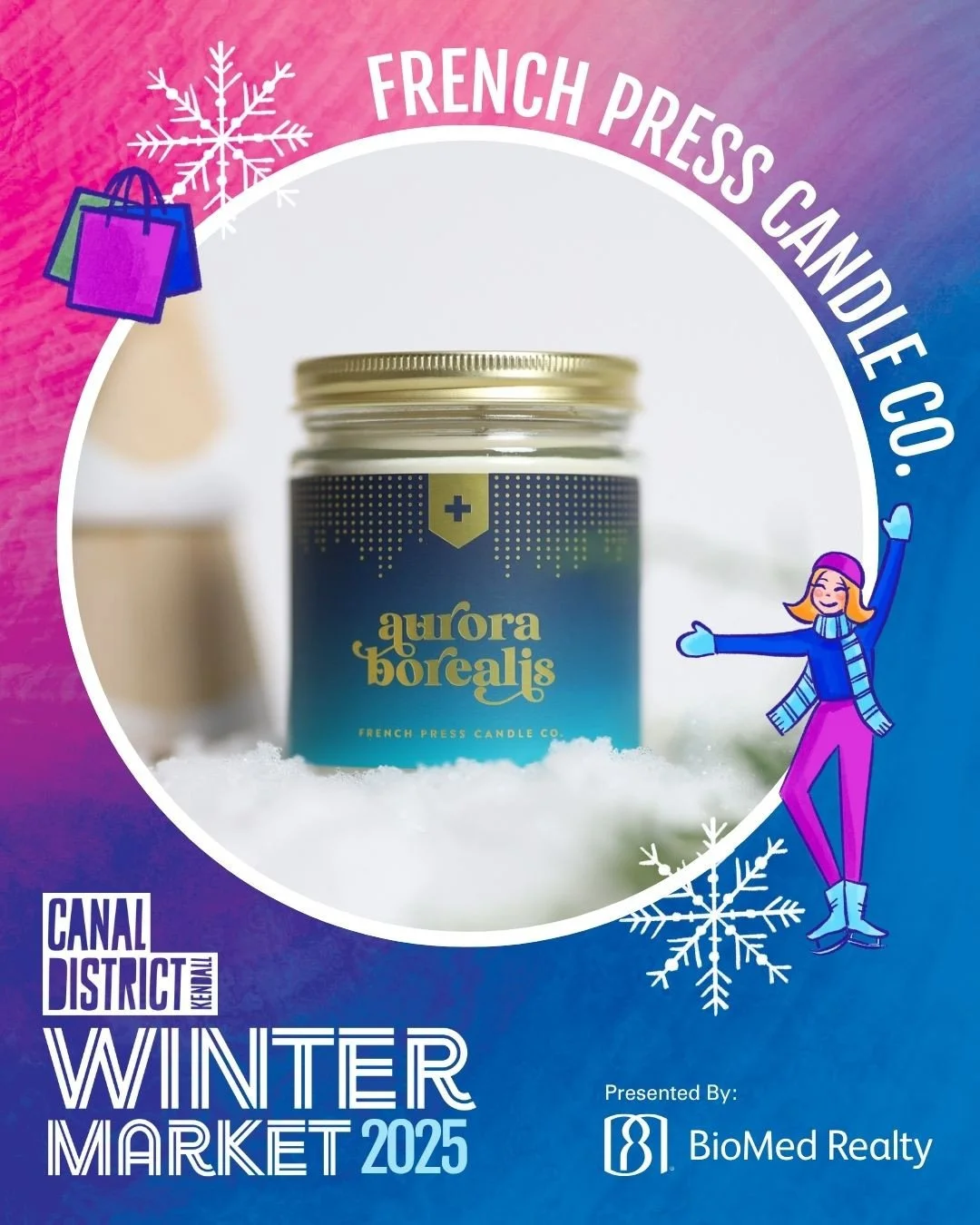 Over the next couple weeks we'll be introducing you to all the wonderful local vendors bringing their goods to this year's Winter Market! Give them some love and keep your eyes peeled for this year's holiday gifts.⁠
⁠
🕯️ @frenchpresscandleco⁠ - cand