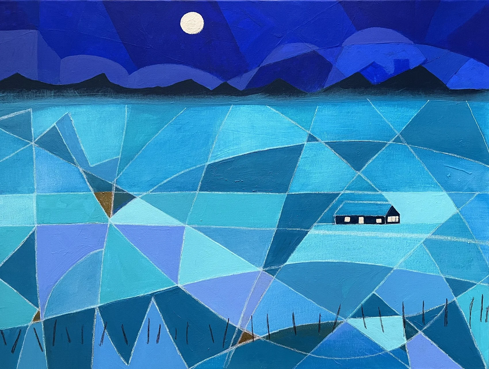 My Neighbor's House in Moonlit Snow