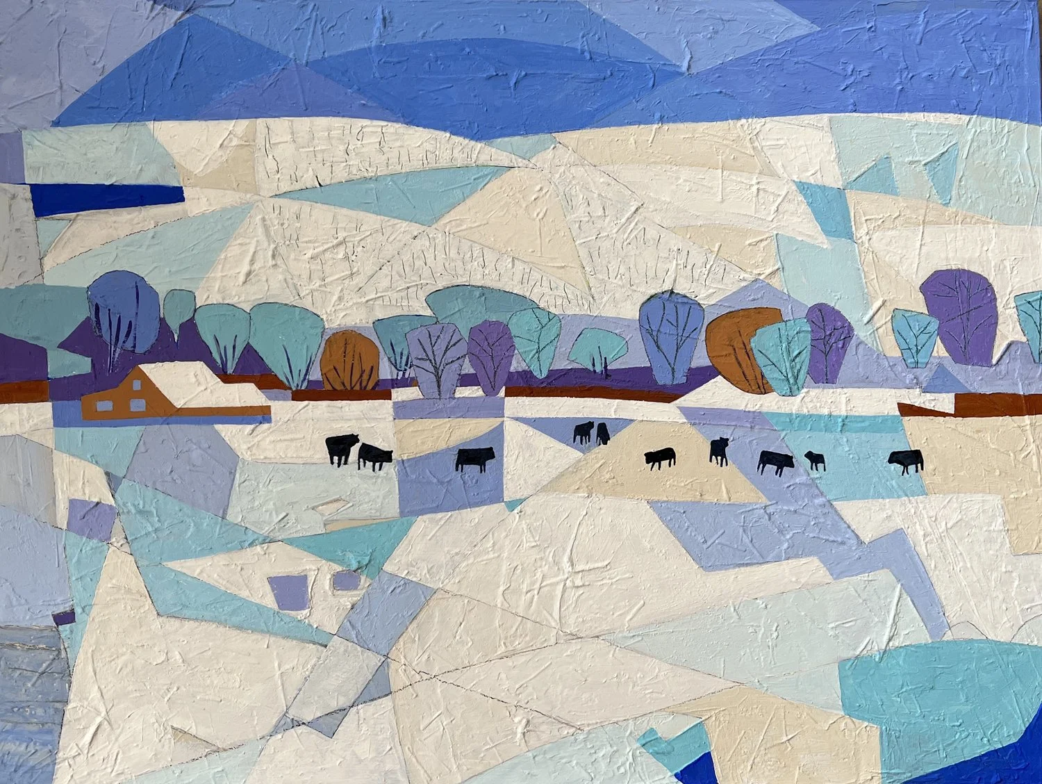 Angus in Snow, High Road to Taos