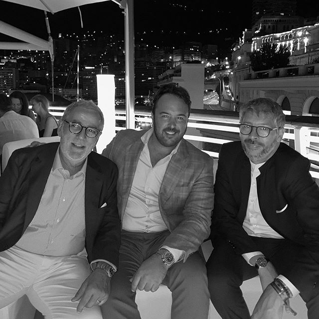 Tommaso Spadolini, Ram&oacute;n Alonso &amp; Cristiano Gatto at the L&Uuml;RSSEN party to wrap up the Monaco Yacht Show 2019.
Three Designers and friends featured on the &quot;Superyacht Interiors Vol 1 &amp; 2&quot; books by Boat International Media