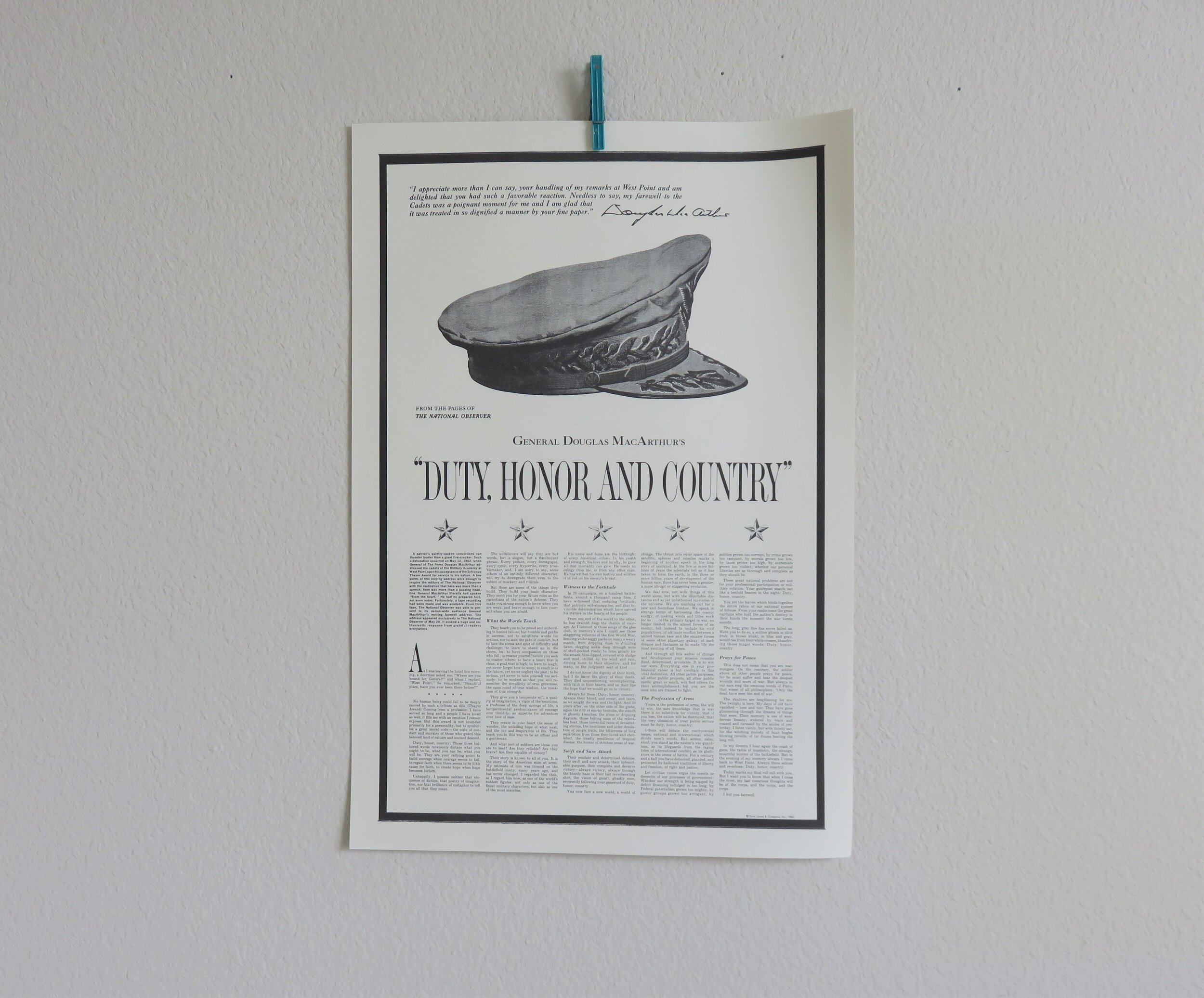 Us Duty Honor Country Speech Poster Ww2 Collectors World