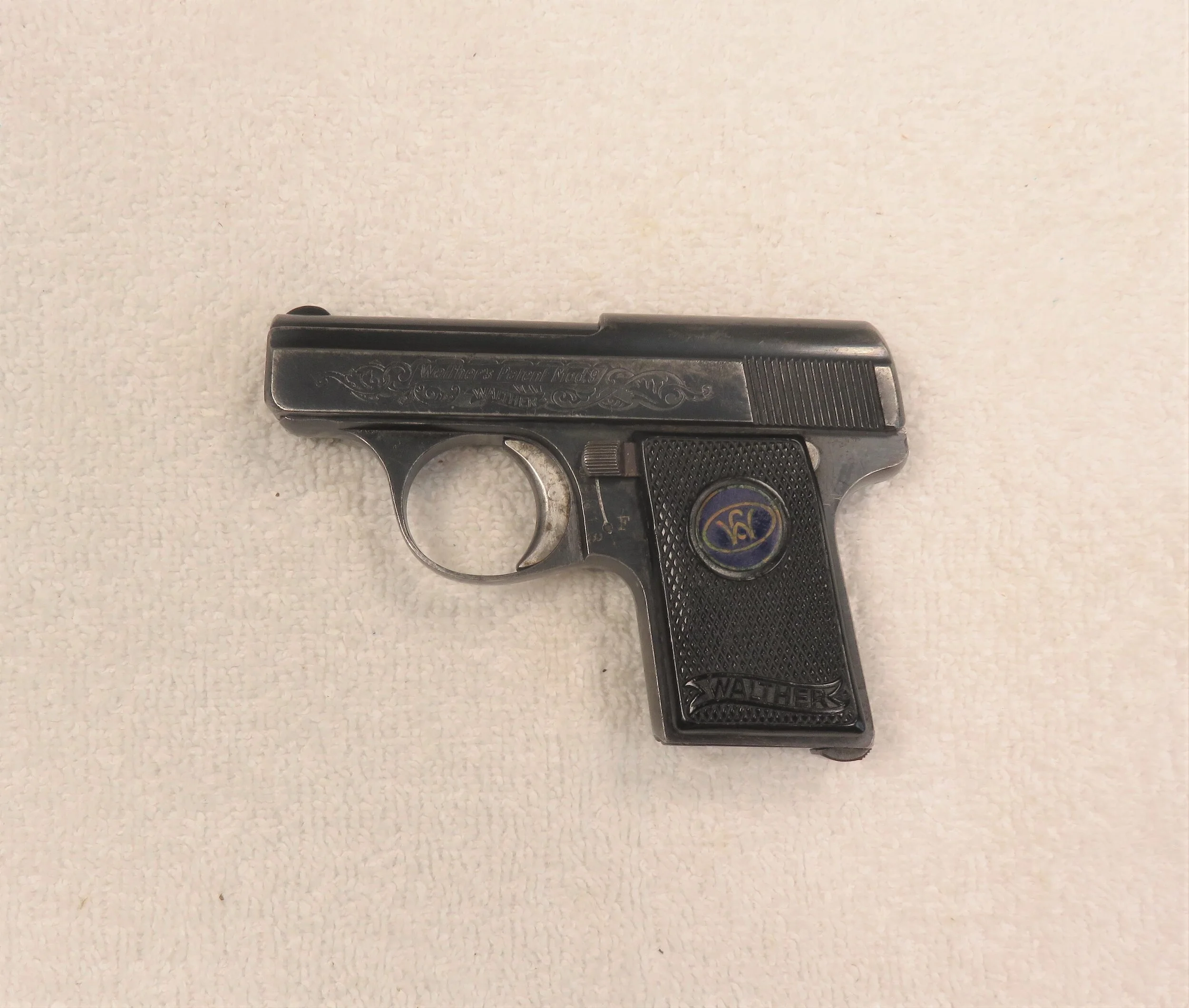 Germany.  Walther Model 9, Engraved Slide