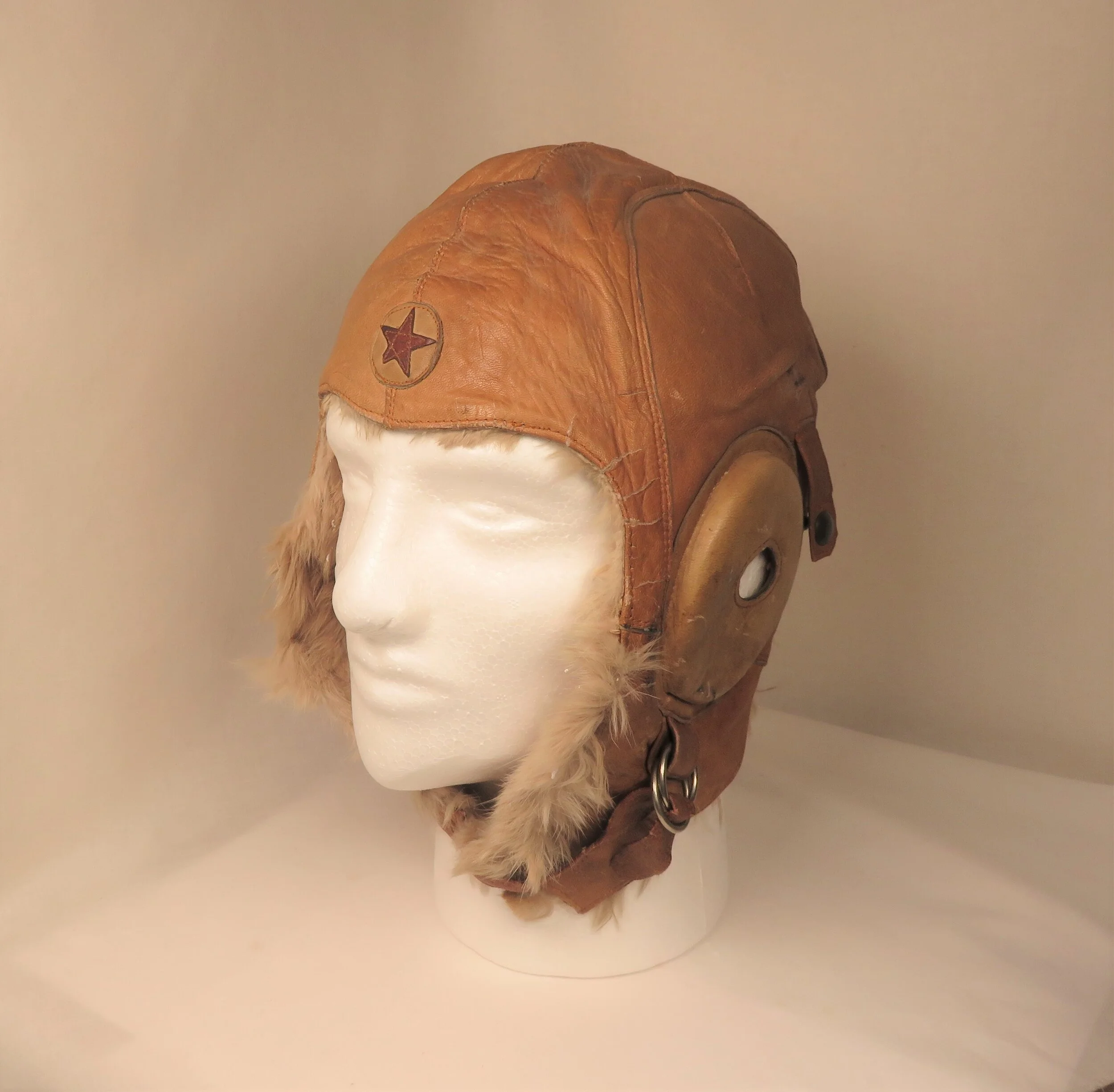 Japan.  Fur Lined Pilot Flight Helmet