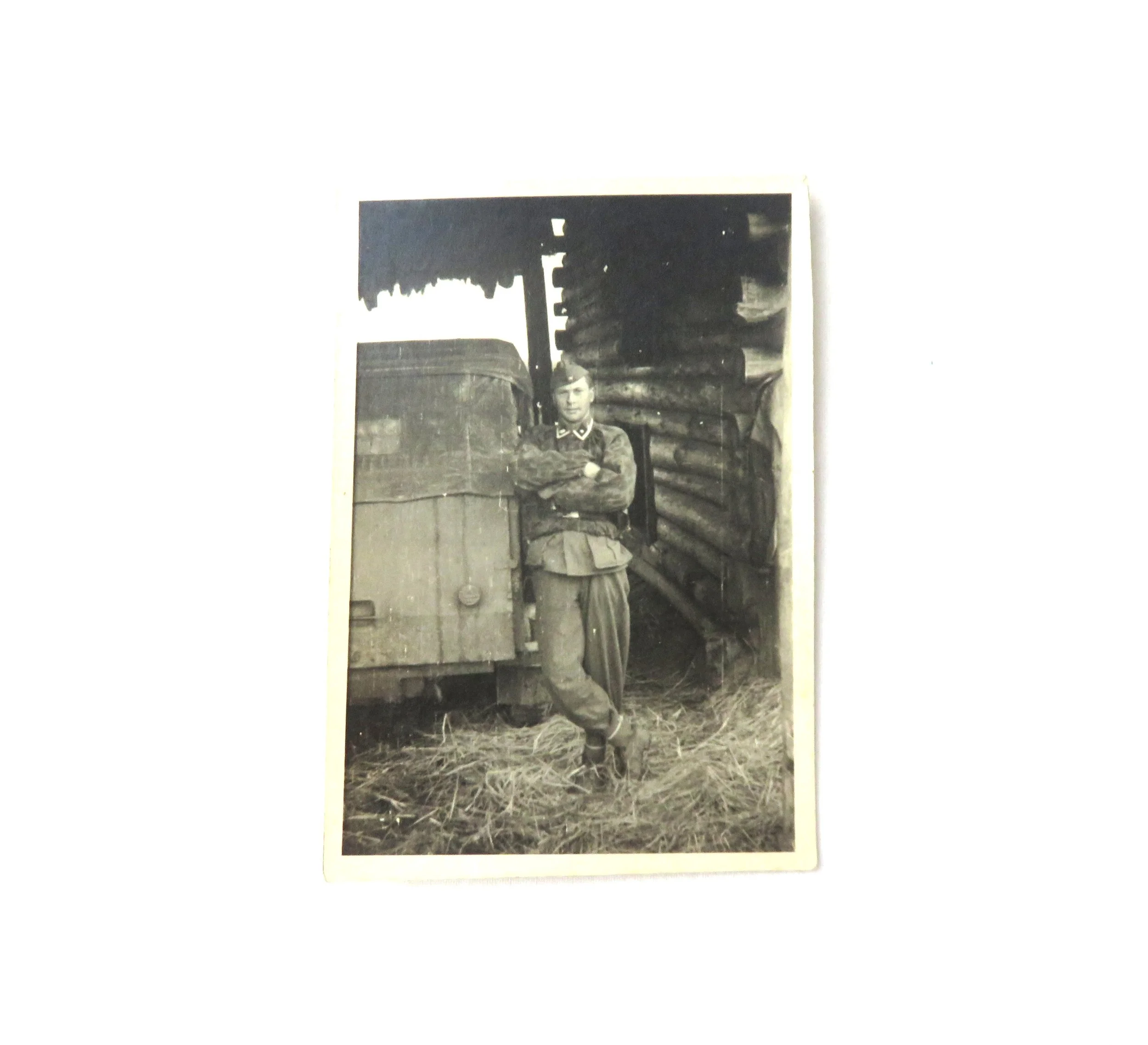 Germany.  Waffen-SS Soldier in a Barn Photo