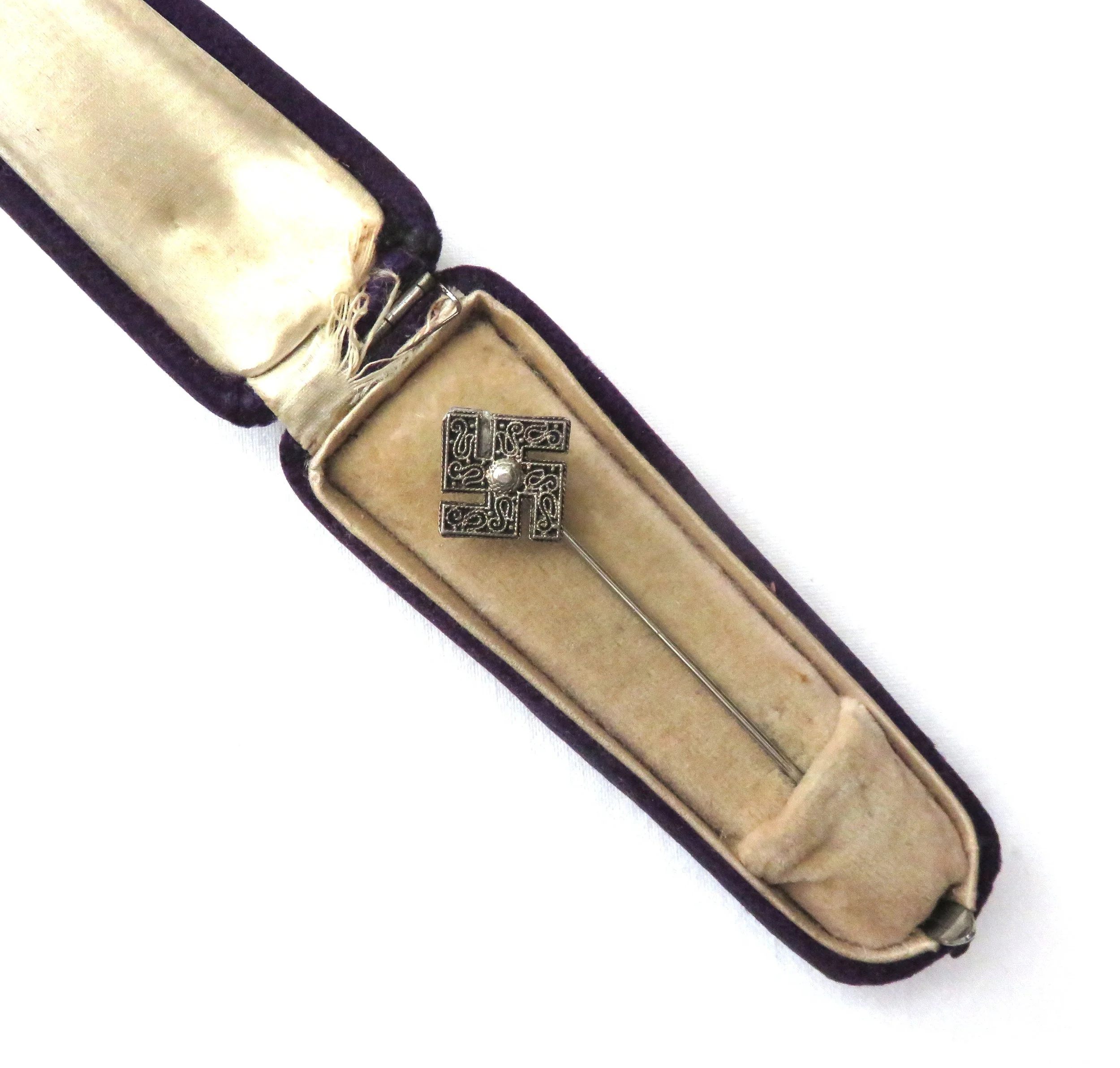 Germany. Ladies NSDAP Supporter Swastika Lapel Pin with Case