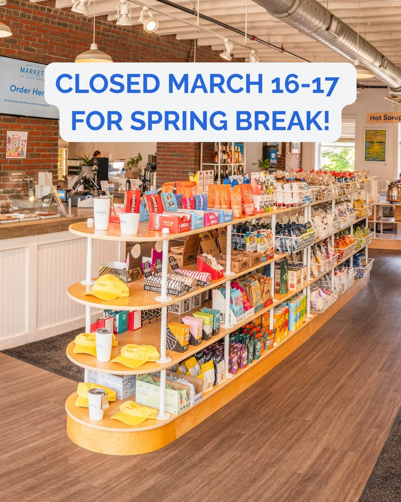 We&rsquo;re CLOSED Monday and Tuesday for a quick Spring Break! Can&rsquo;t wait to see you back in the Market on Wednesday, 3/18 💙

#mainstreetmarkets #mainefood #rocklandmaine #mainecafe #maineprovisions