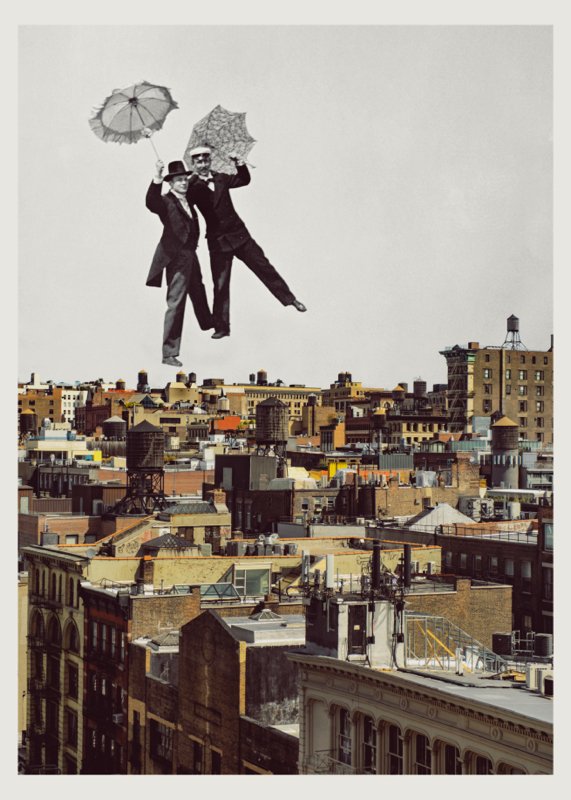 Grooms Flying Over New York