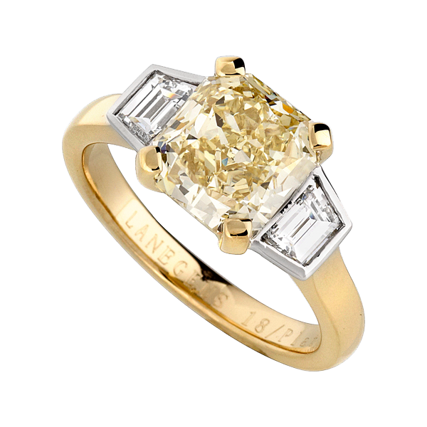 Fancy Intense Yellow Diamond with White Diamond Shoulders