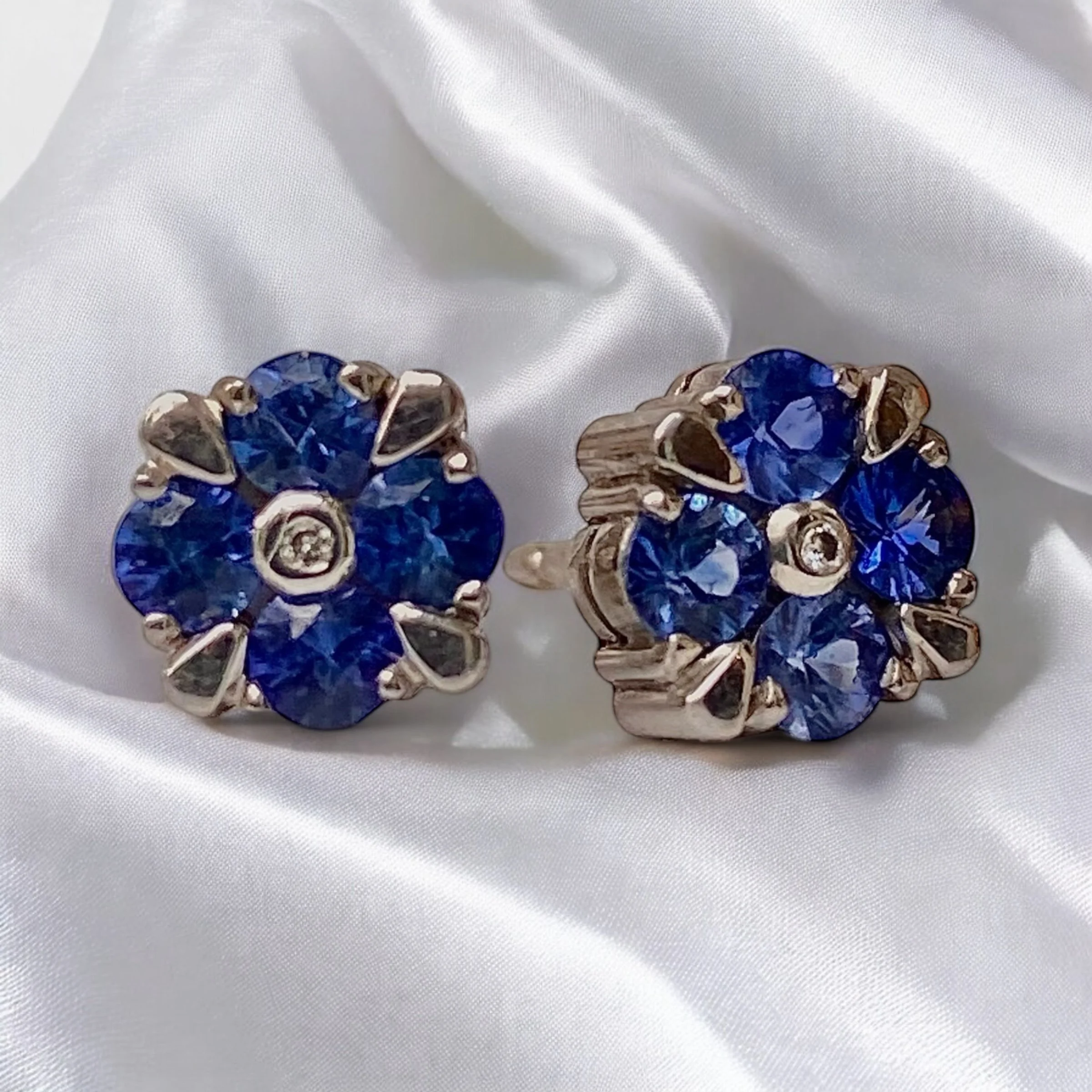 Quatro Stud Earrings Ceylon Sapphire