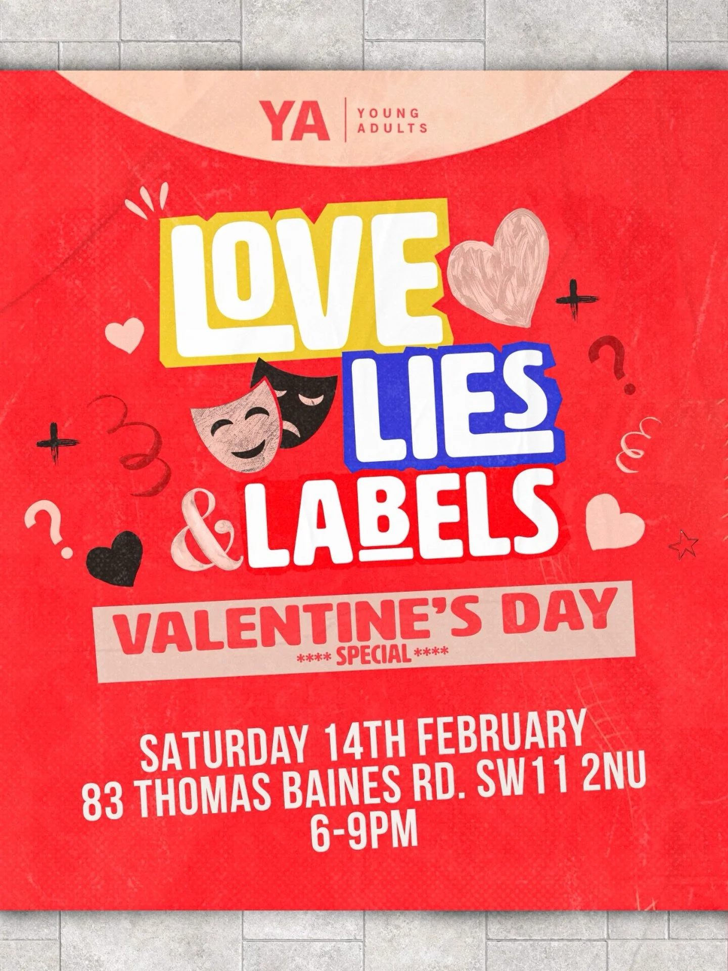 LOVE, LIES &amp; LABELS ❤️&zwj;🔥
Red flags. Green flags. Talking stages.
Culture has a lot to say about love &mdash; but what&rsquo;s actually true?

Join us for a YA Valentine&rsquo;s special with games, debates, and anonymous Q+A as we unpack mode