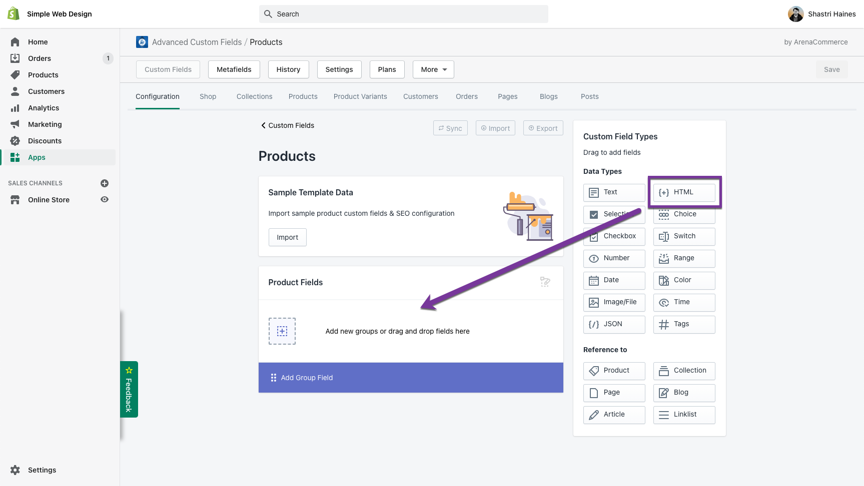 Product Title in shopify