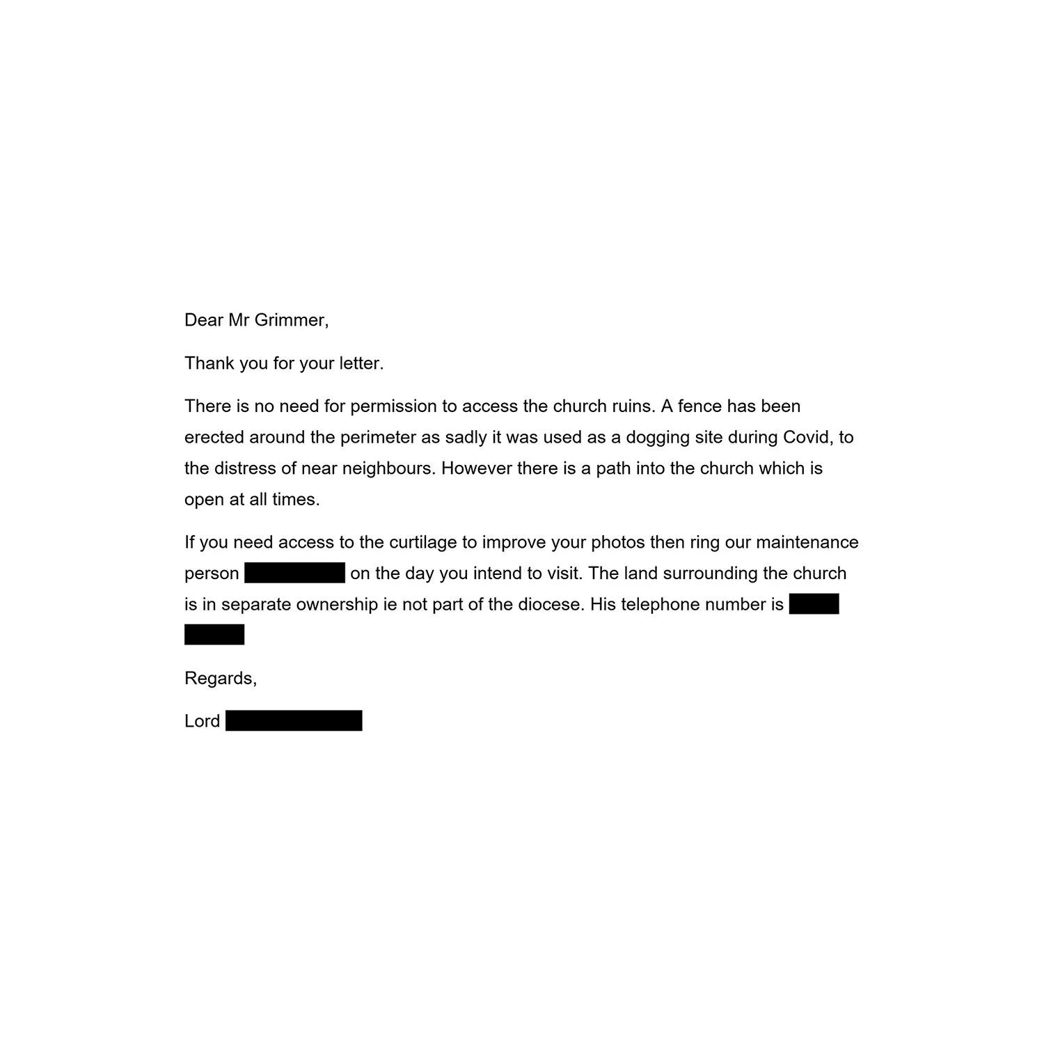Letter From The Local Lord