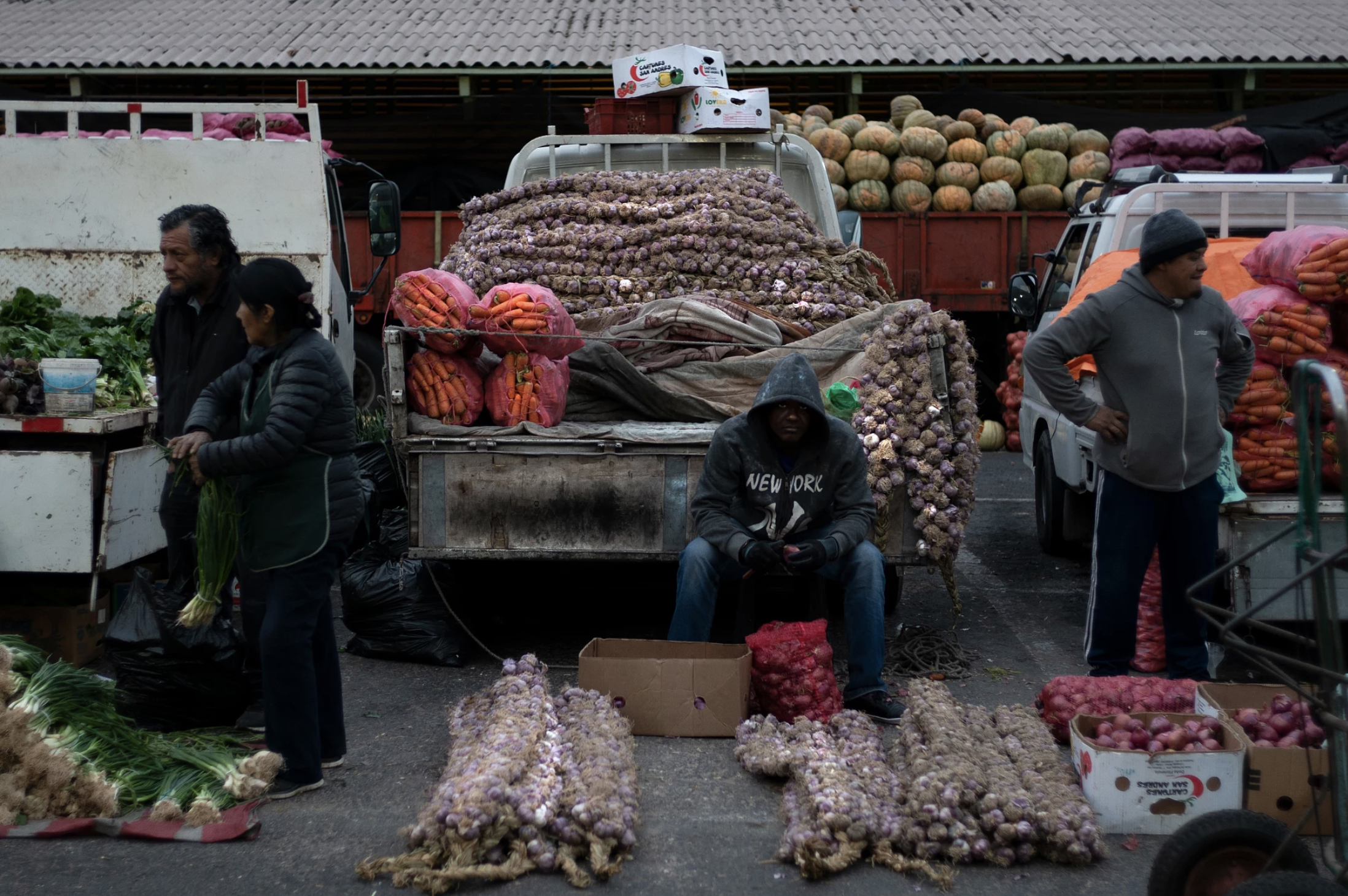 Market Man looking at the camera in Iquique, Chile