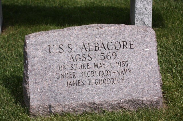 Stone commemorating the day Albacore started ashore