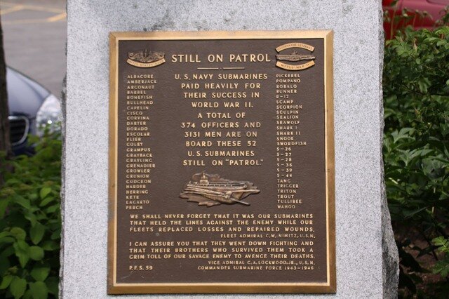 Plaque memorializing submarine losses of WWII