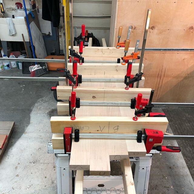 Using cauls and clamps for counter top glue up. Very happy with results!