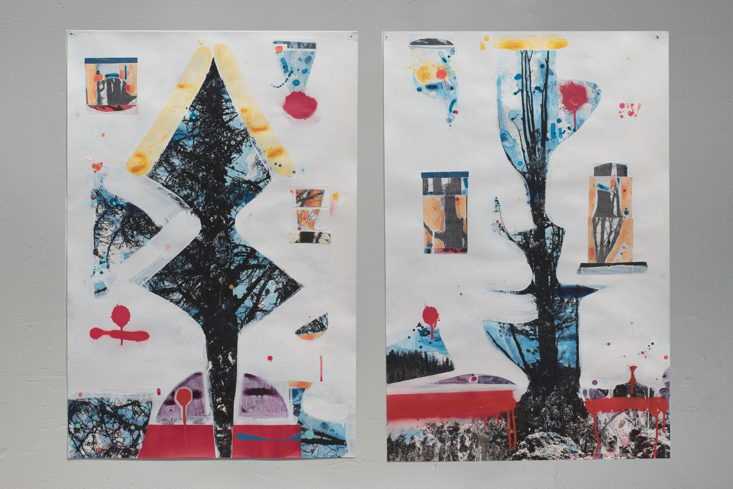 Mixed media, Paper  • 22"x30" Each Panel