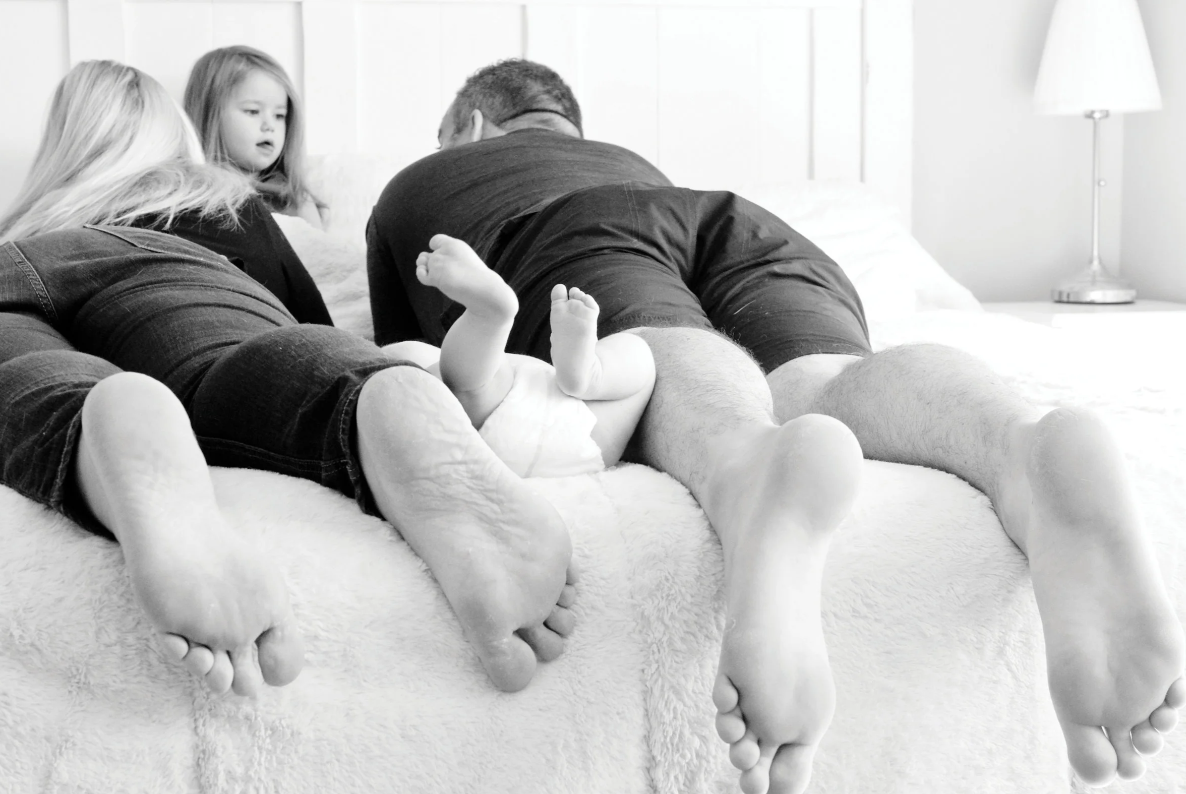 A family of 4 taking a moment to reconnect after a long day