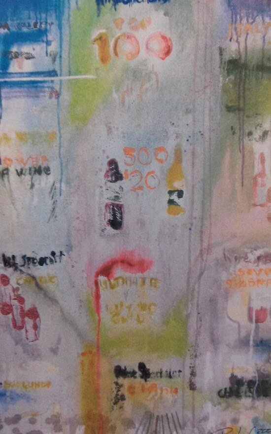"WINE SPECTAER" 48x36x1.5 Watercolors on Gallery Canvas SGLX