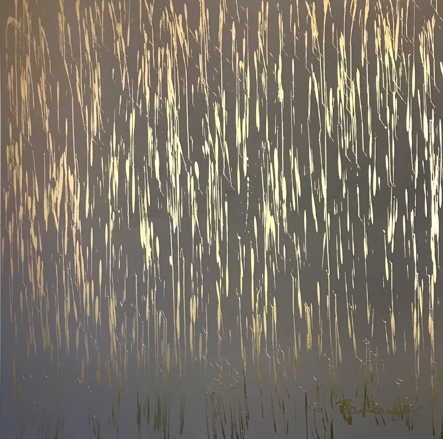 "GOLDEN SHOWERS" 48x48x1.5 Metallic Paint on Gallery Canvas PULX