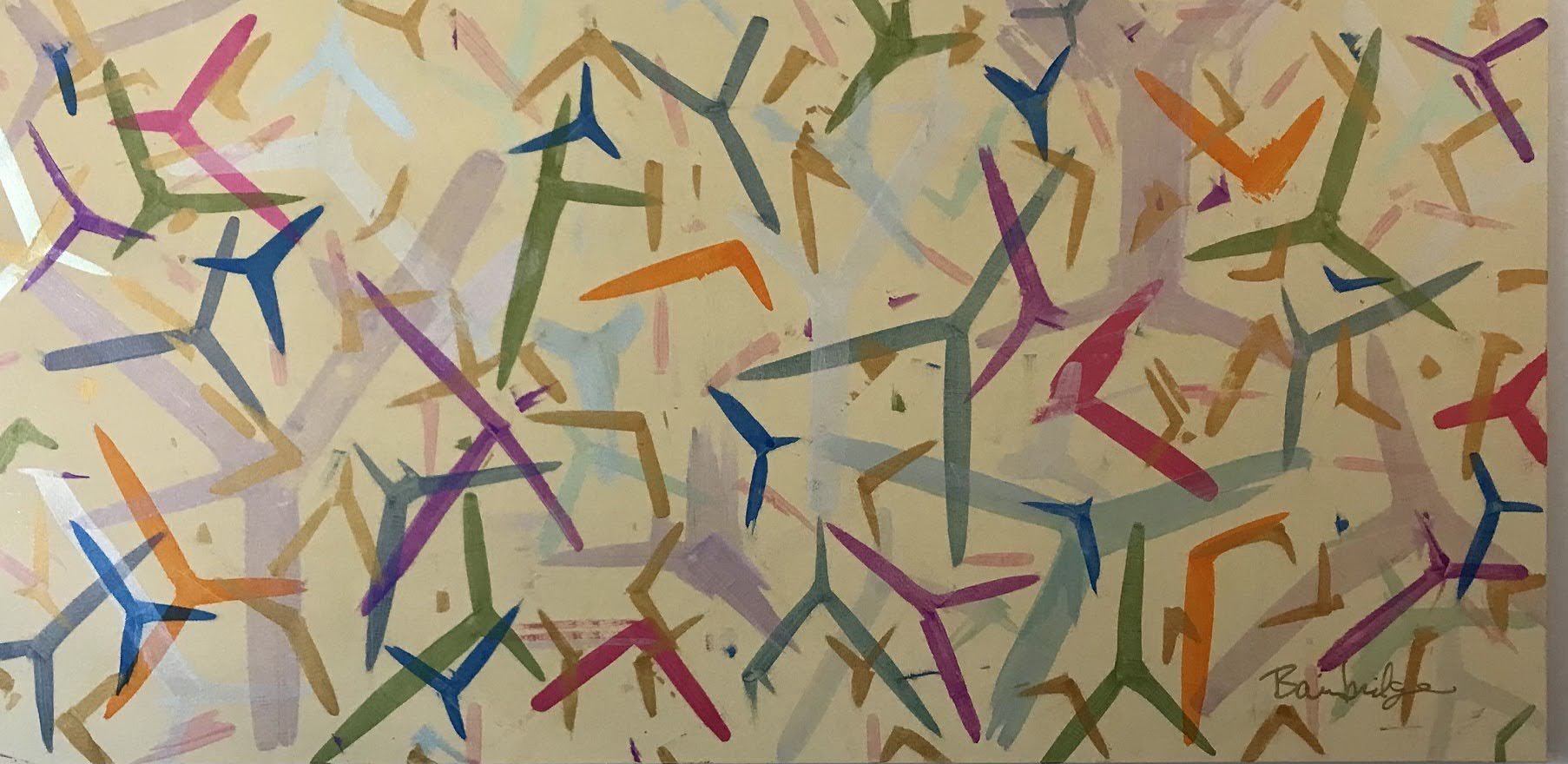 "DANCING BIRDS UNITE" 36x72x1.5 Acrylics on Gallery Canvas SGLX