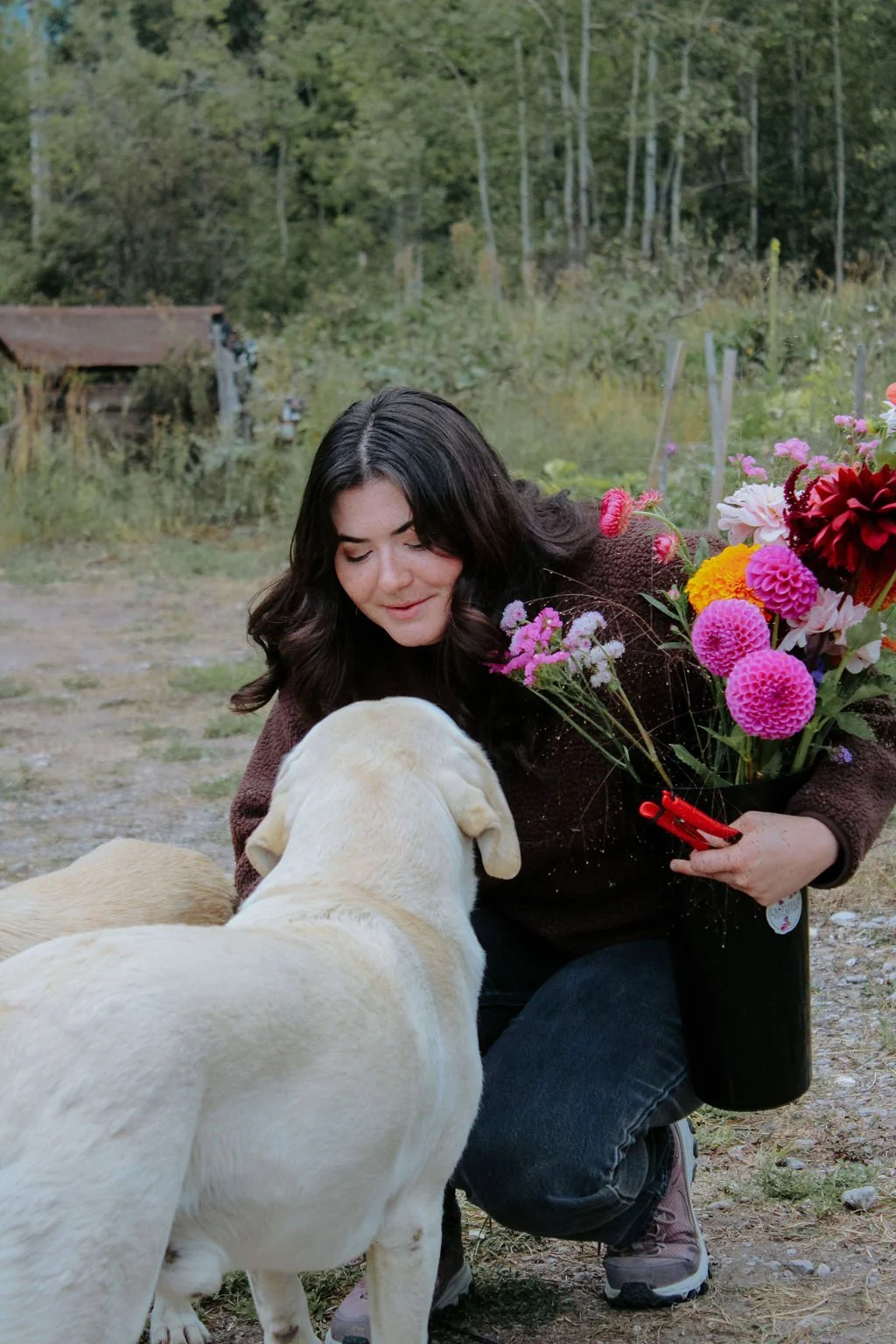 Girl With Flowers & A White Dog.jpg