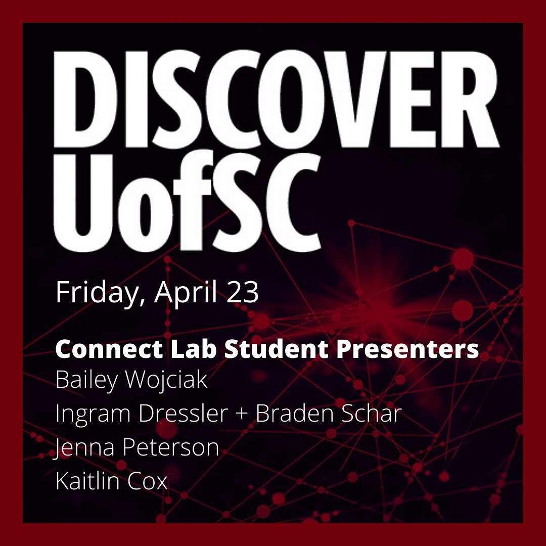 We are excited for our student researchers to present at this year&rsquo;s Discover UofSC event! This virtual event is free and open to all who wish to attend.

Thank you to the various stakeholders who make this event possible year after year!

@gam