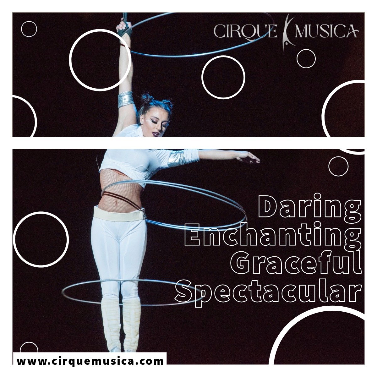 Where gravity bends, elegance flows, and every moment leaves you breathless. Experience the daring, enchanting, graceful, and spectacular world of Cirque Musica! 

#cirquemusica #cirque #liveentertainment #cirquemusicamemories