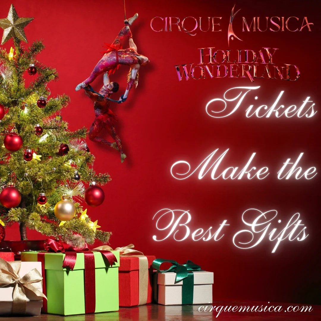This holiday season, skip the tie. Skip the socks. Give them the one gift they&rsquo;ll talk about for years:
The most magical family tradition, where acrobats fly through the air to the sound of your favorite holiday classics at Cirque Musica Holida