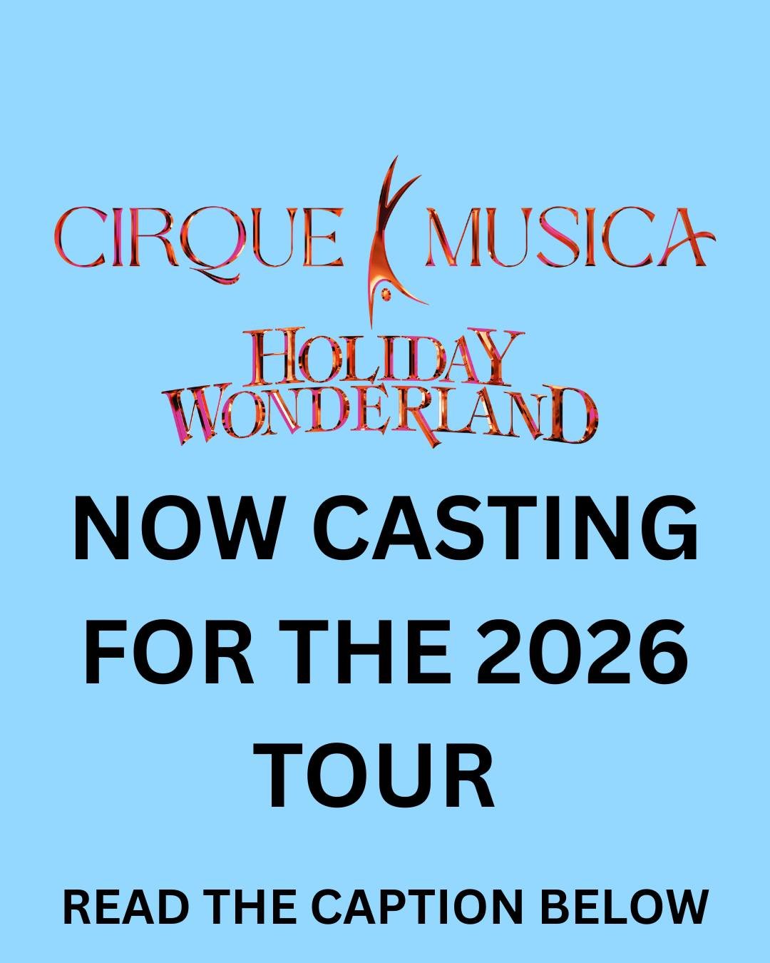 We are currently Casting for the exciting USA Christmas Tour for Cirque Musica by @tcgentertainment. We are looking for all #circus arts and skills. String need for #clowns #physicalcomedy #speedjuggling #rollabolla #hand2hand #russianbar #icariangam