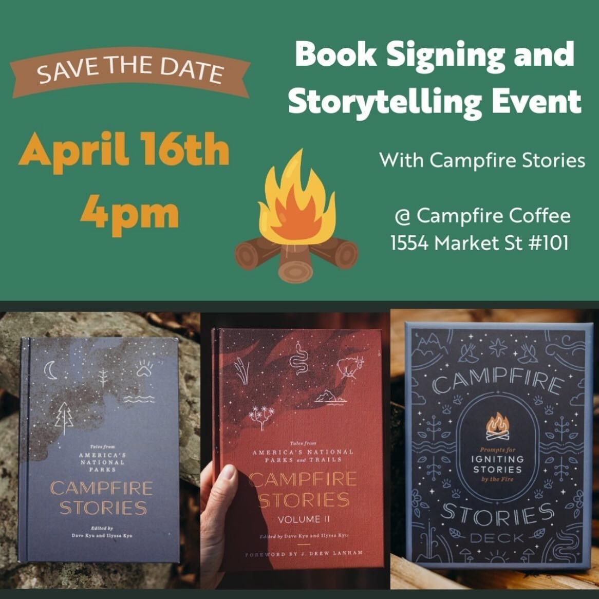 Thrilled to be at @welovecampfire this upcoming Tuesday, 4/16 at 4pm in Tacoma, hosted by @gritcitybooks! Ilyssa will be signing books and leading a participatory storytelling session 🏕️☕️📚 Coffee, campfires, and books &ndash; what else can you ask