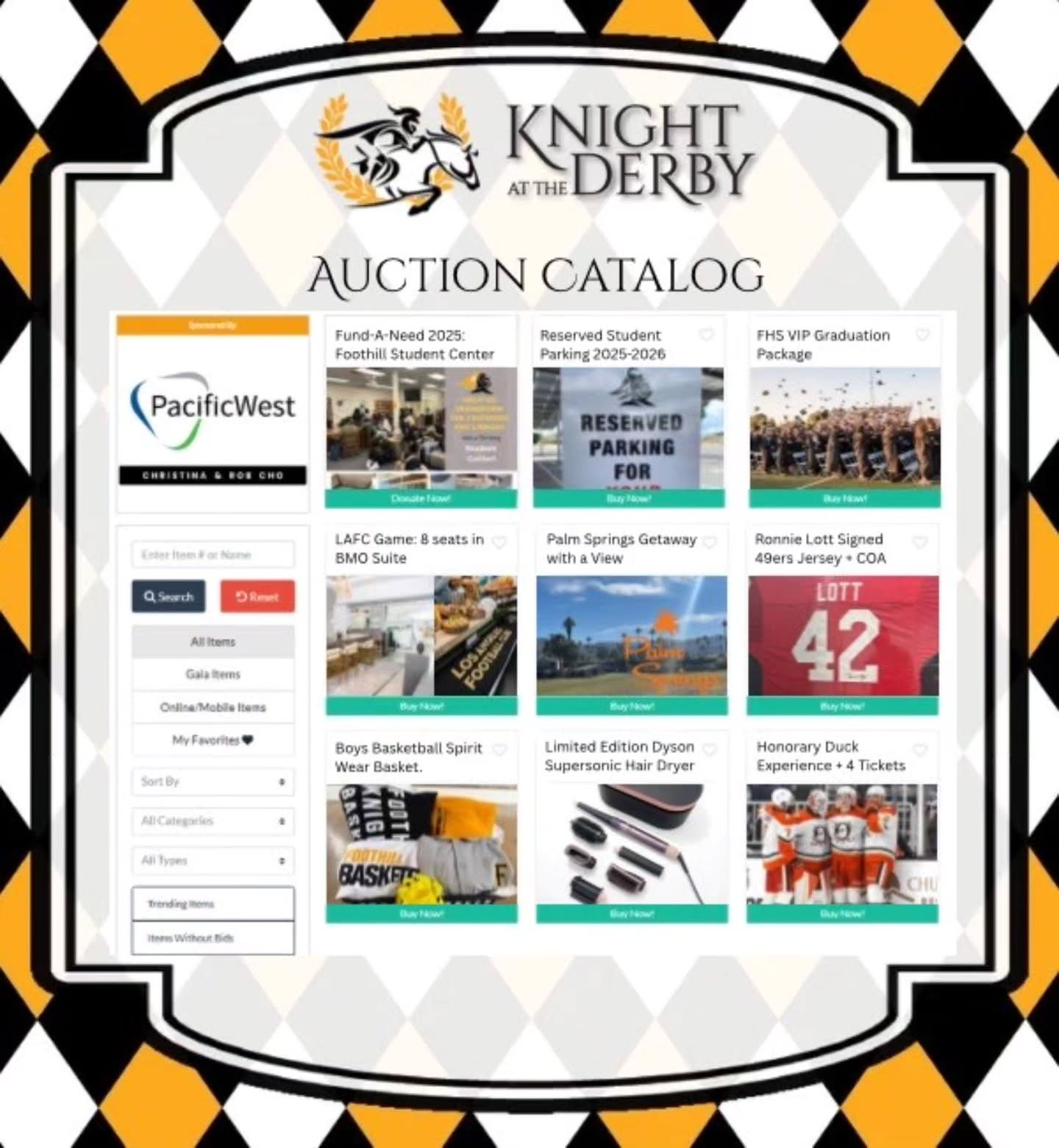 The Foothill High School Auction kicks off TOMORROW!
Get ready to bid on incredible items like exclusive FHS Graduation Packages, autographed sports memorabilia, and unforgettable travel experiences!

Bid high and bid often&mdash;every dollar support