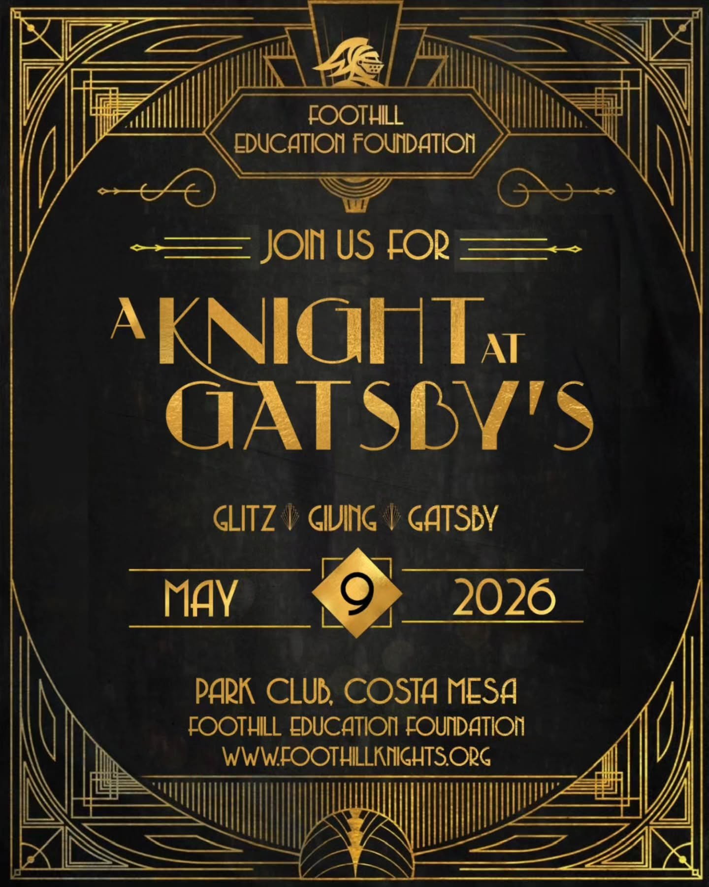 ✨ A Night of Glamour Awaits ✨

Step into the roaring &rsquo;20s with Foothill Education Foundation on May 9th for a dazzling Great Gatsby&ndash;themed Spring Fundraiser 🥂

Think glitz, jazz, and an unforgettable evening&mdash;all in support of our s
