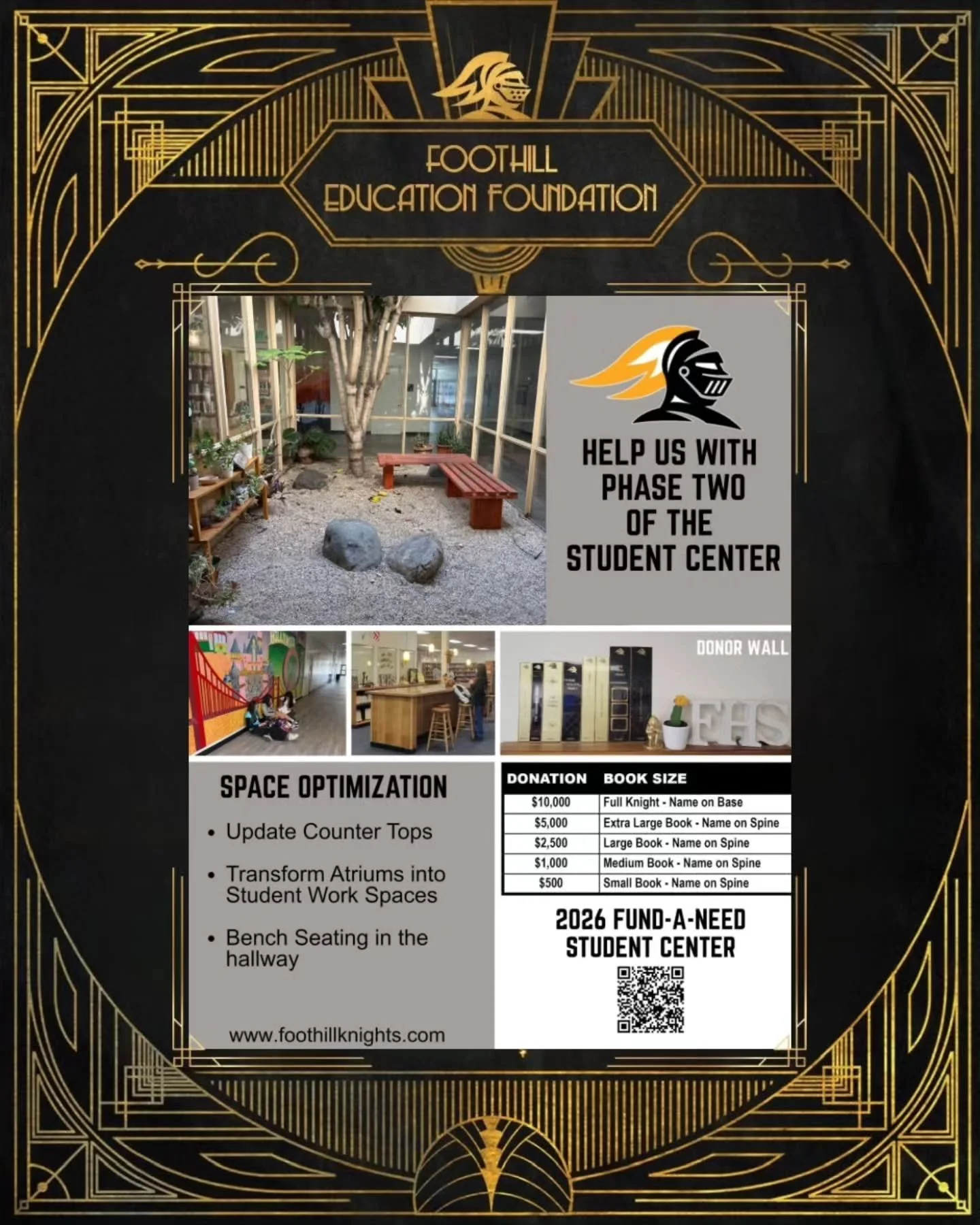 We&rsquo;re ready for Phase 2 of our Student Center&mdash;and we need your support. 💙

This next step will add bench seating in the hallways, updated countertops, and transform the atrium into student working rooms&mdash;creating spaces where studen