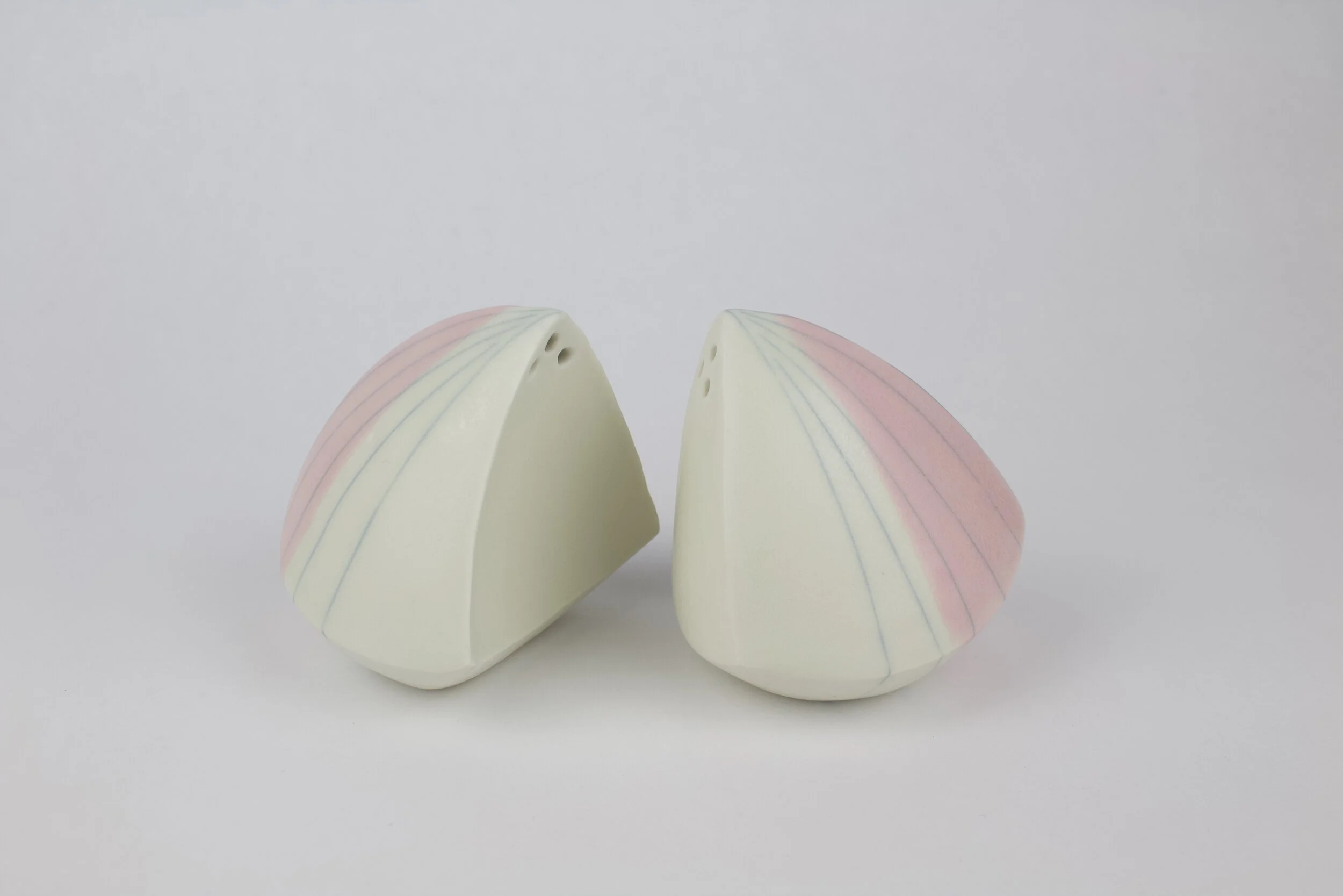  Modular salt and pepper shakers, 2020, Slip cast porcelain, 5” x 3” x 3” together 