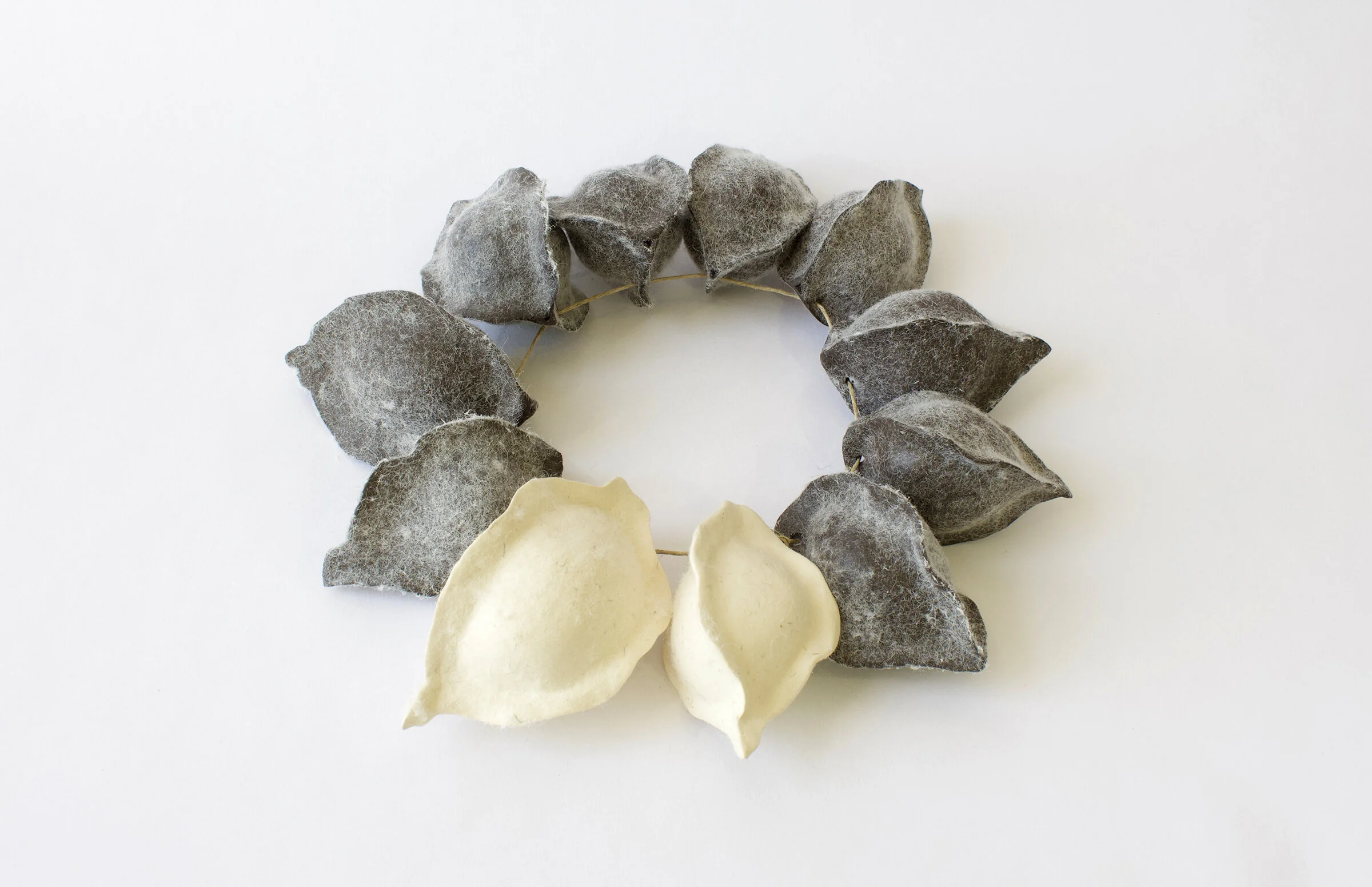   Seed circle , 2020, Porcelain, stoneware, wool flocking  