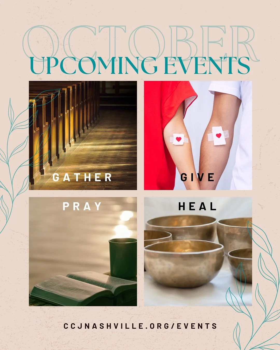 📅 UPCOMING EVENTS IN OCTOBER

🕊️ Starting 10/5: St. A&rsquo;s Congregation will begin meeting at the CCJ on Sundays at 9:30. Join us in community and reflection each week!

🩸 10/10 &ndash; Red Cross Blood Drive (11 AM to 4 PM)
Give the gift of lif