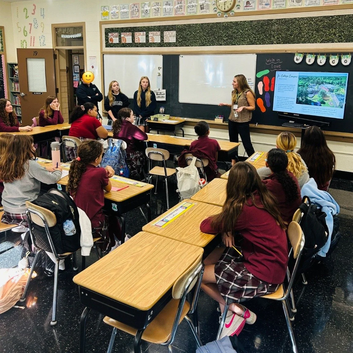 Today, our 6th graders welcomed visitors from Xaverian Brothers High School  and Ursuline Academy-Dedham ! Students enjoyed learning about all the exciting opportunities available for their education after St. Theresa’s. 💙💛