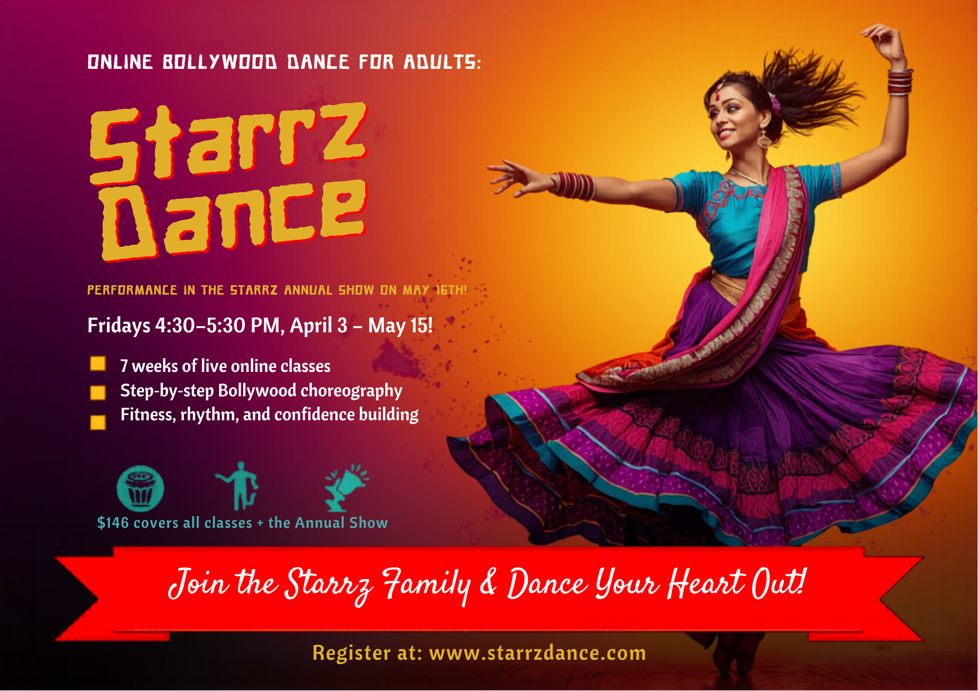 NEW!! Friday - ONLINE BOLLYWOOD DANCE FOR ADULTS