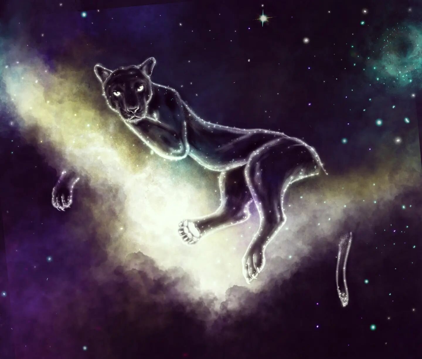 🐆🌌 Please enjoy this Space Panther. 

And for those celebrating Good Friday, God Bless. ✨️

#cosmicbeing #adventureapril #space #cosmos #spaceart #cosmicpainting #scifi #fantasy #art #artnerd #procreate #instaart #instagood #blackpanther #cosmic #s