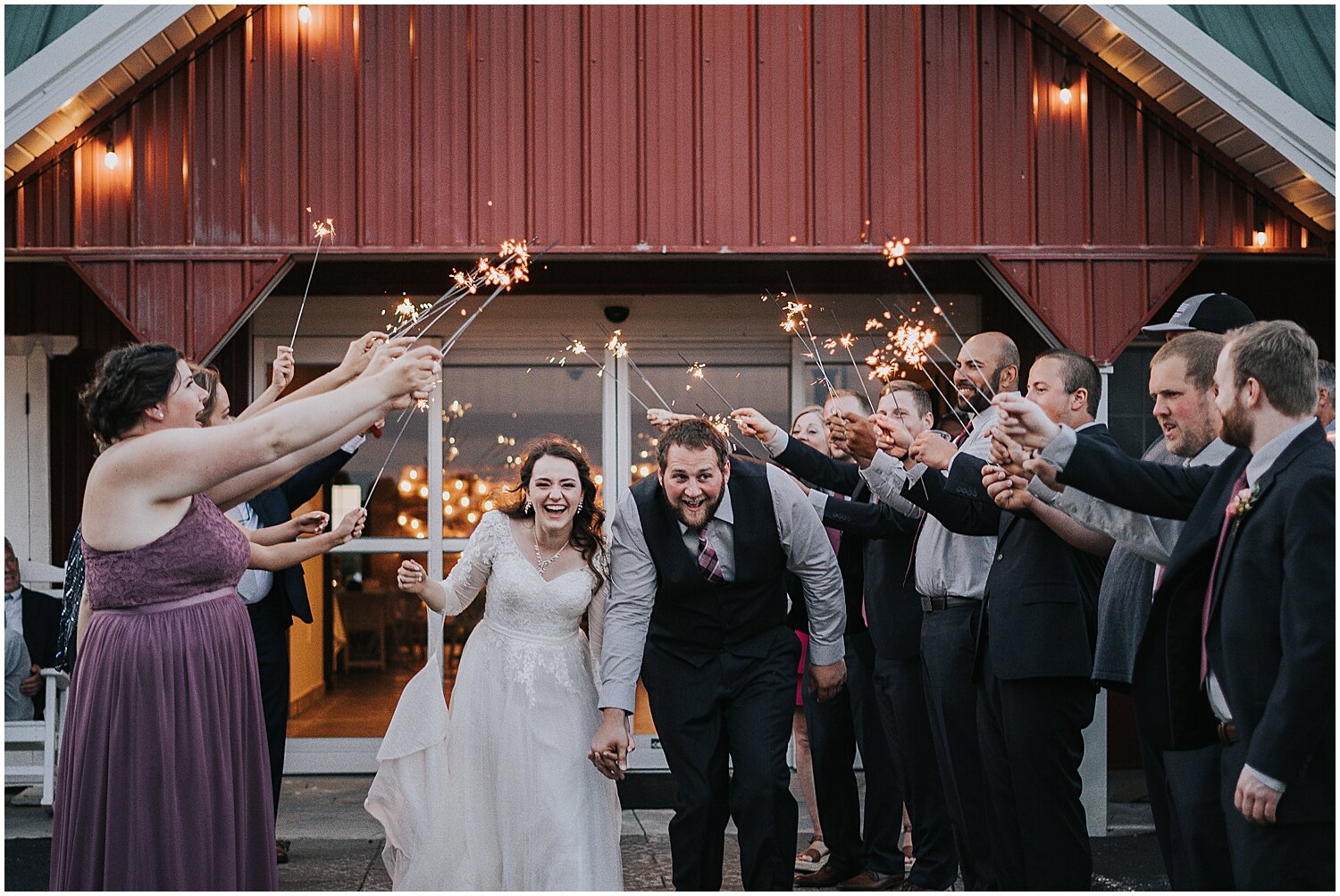  bride and groom’s grand exit with sparklers 