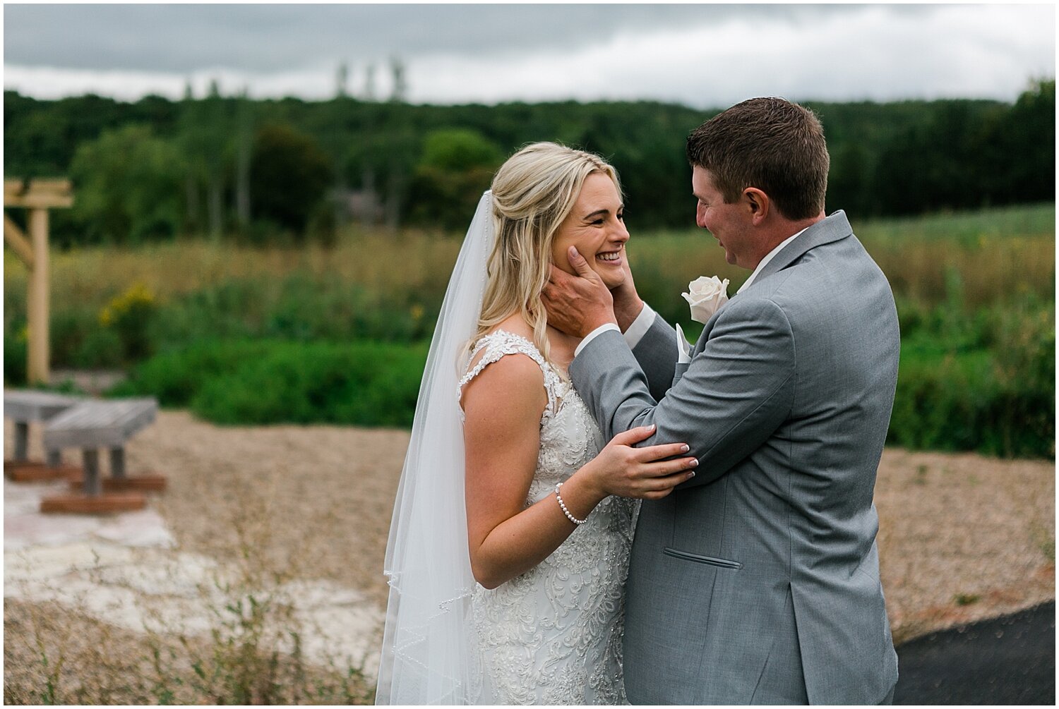  bride and groom before their Minnesota wedding 