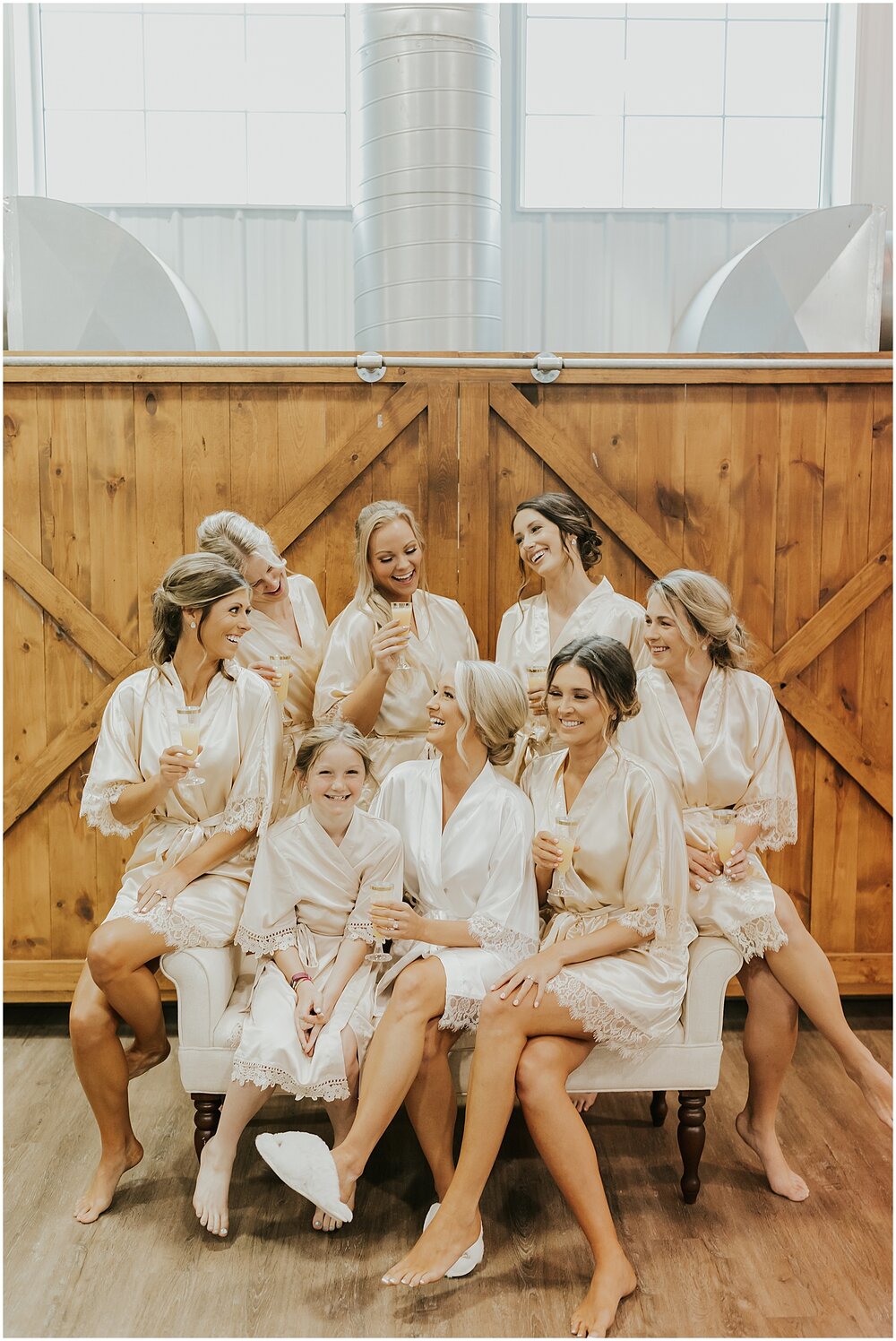  bride and bridesmaids getting ready before the MN wedding 