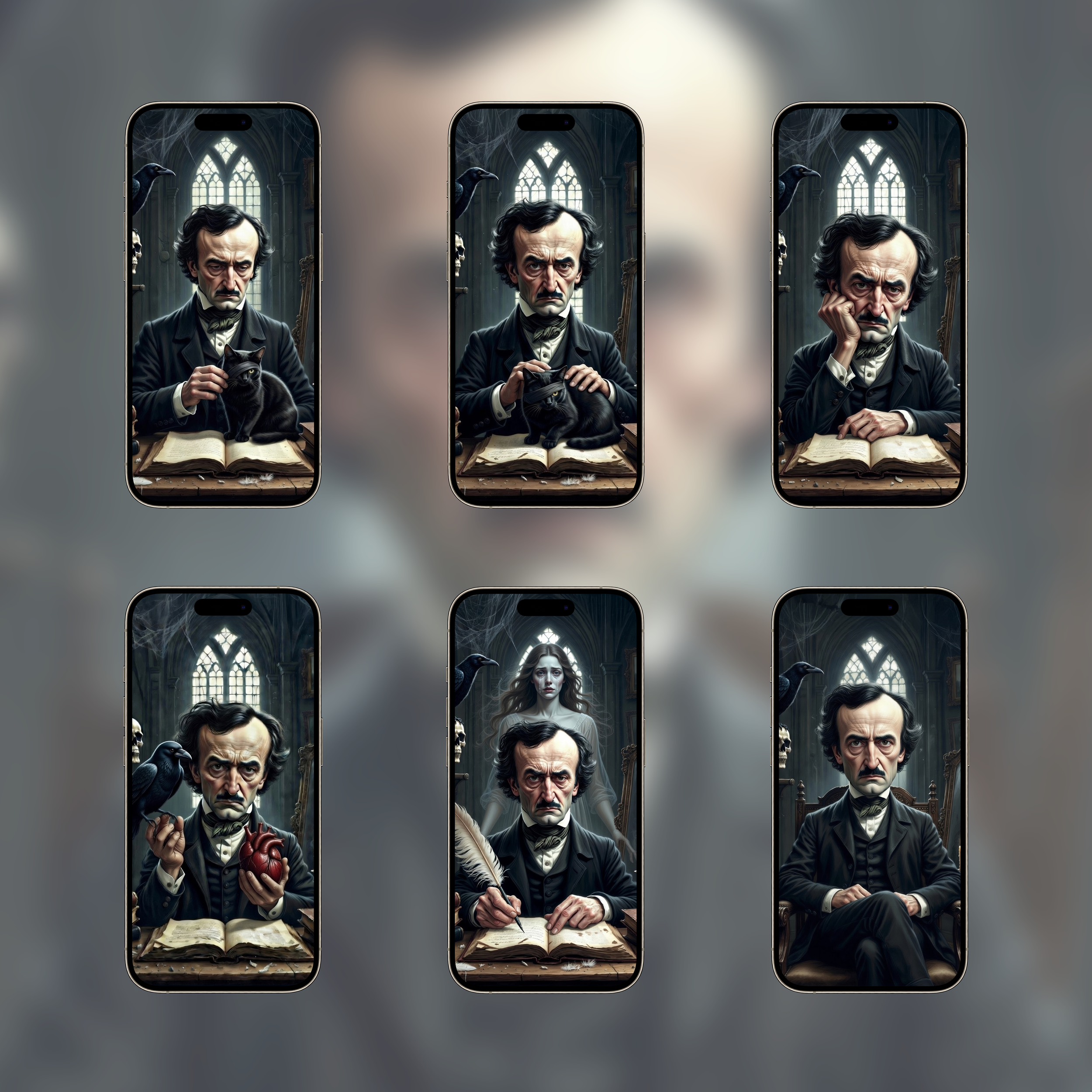 Edgar Allan Poe: Shadows at the Desk Series (Spatial Wallpaper)