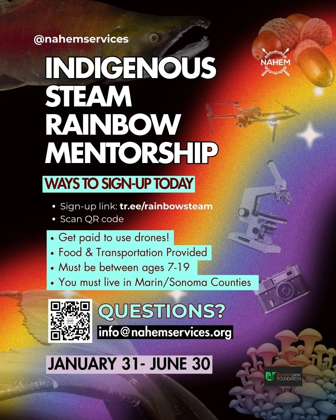 You guys! 📣 STEAM is lit! This program is all about hands-on learning with drones, fungi, art, and more. 

10 spots available for Indigenous youth. 20-hour program, stipends, and 3 in-person events in Sonoma and Marin Counties. 

Apply now!

Link in