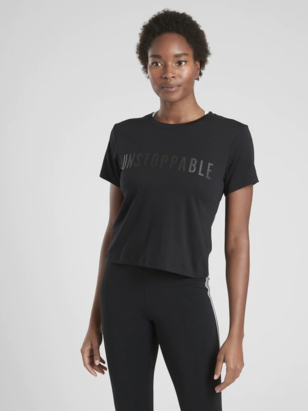 Black-on-black raised silicon "unstoppable" graphic